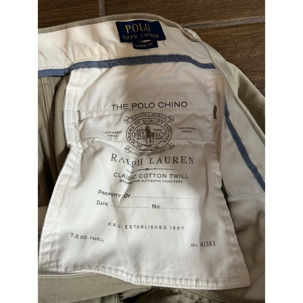 Polo Ralph Lauren Men's The Polo Chino 34x32 Beige Twill Classic Fit Straight - Picture 7 of 9